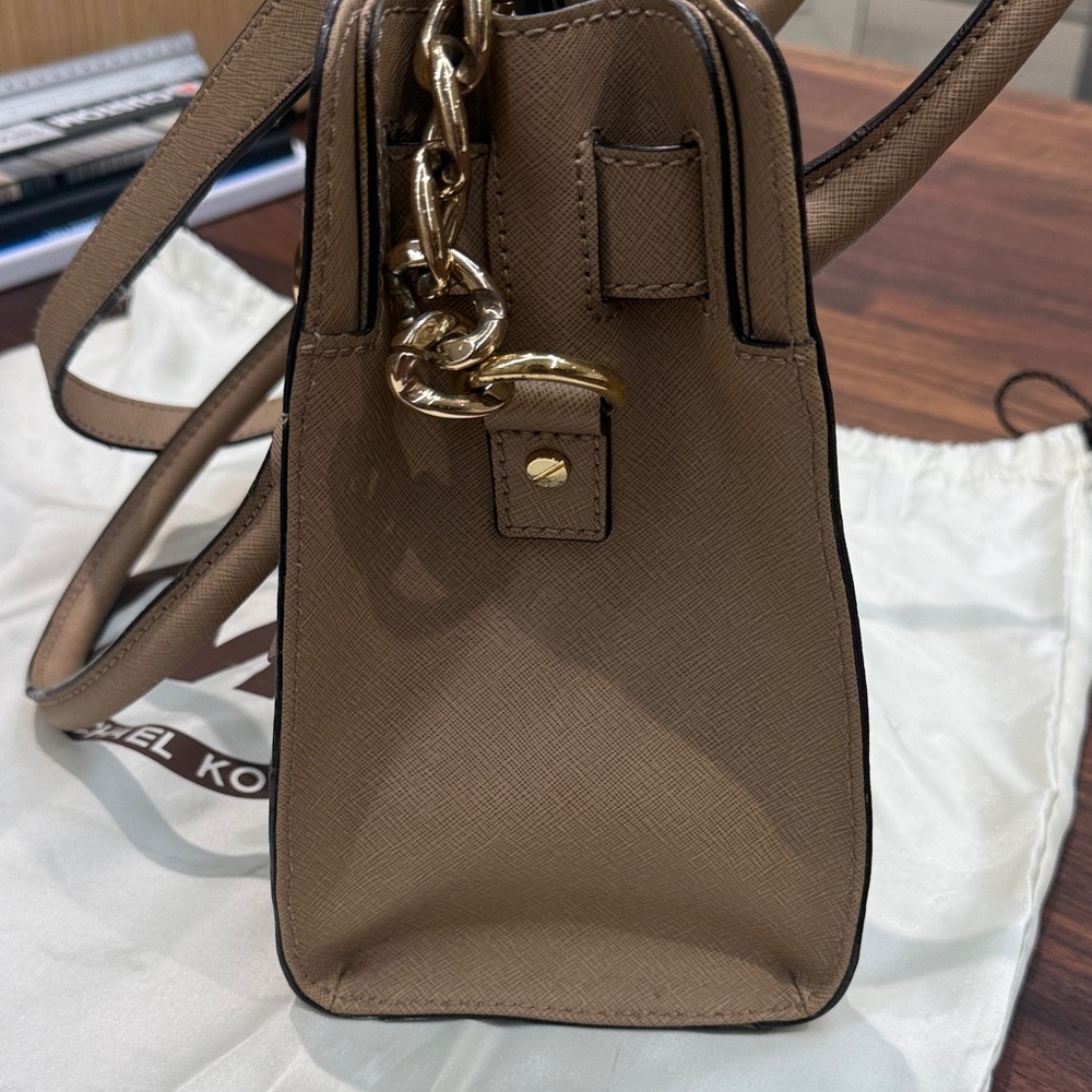 Michael Kors Saffiano Leather Satchel in Taupe - Picture 4 of 14